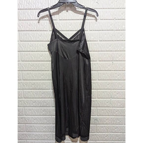 Lorraine Women's Black Solid Adjustable Straps V-Neck Slip Dress Size 36Tall - Picture 3 of 6